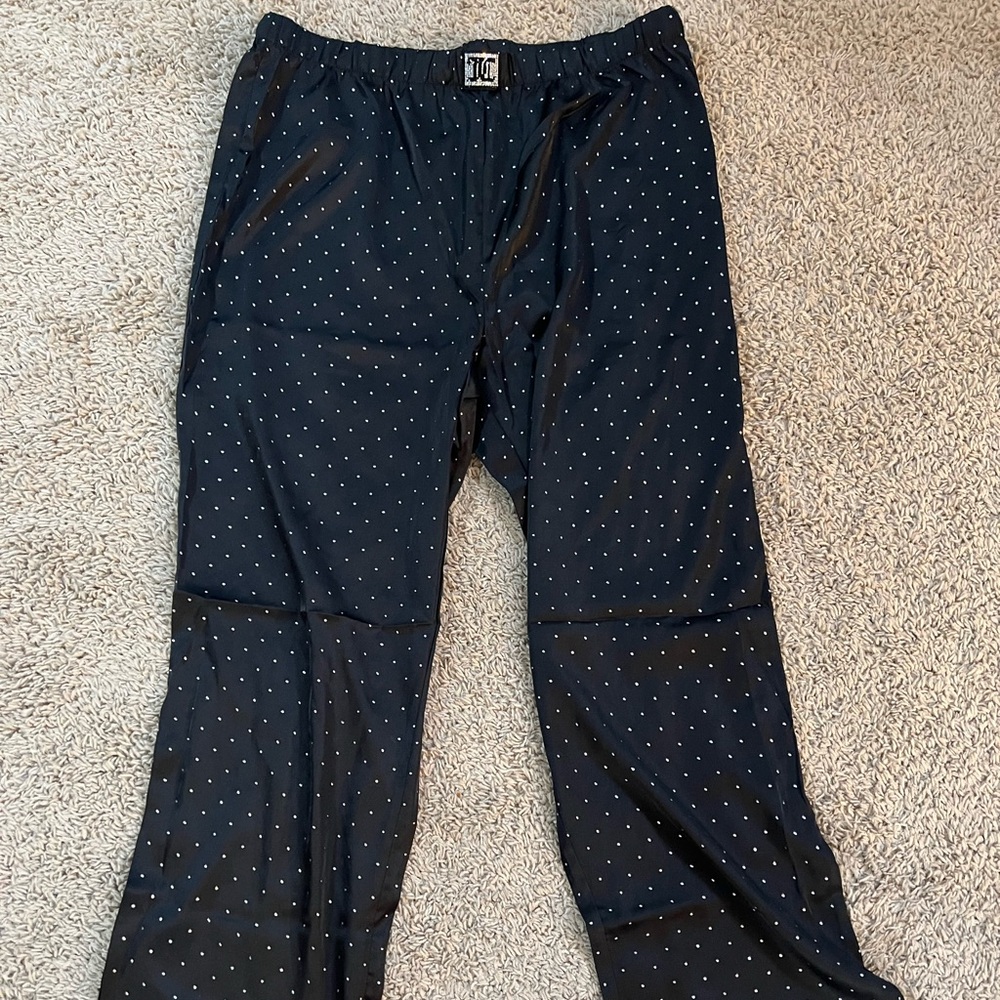 Juicy Couture Unisex Black Satin Rhinestone Sleepwear Pants Size Large NWOT